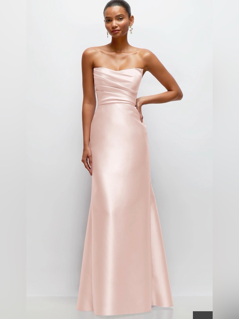 Dessy bridesmaid dress in Ballet Pink Satin